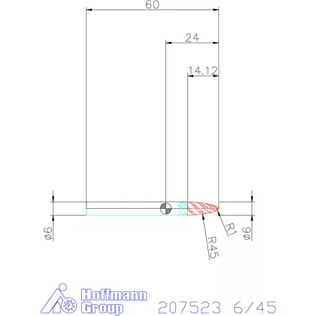 Garant VHM parabolikus maró, tangenciális alak PPC 6/45 mm