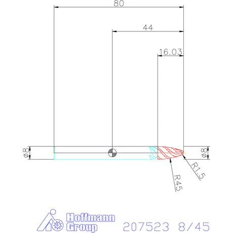Garant VHM parabolikus maró, tangenciális alak PPC 8/45 mm