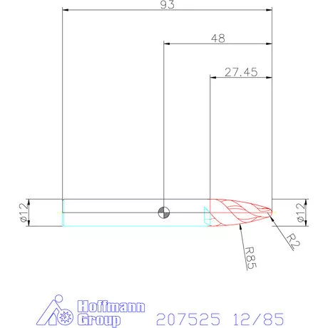 Garant VHM parabolikus maró, tangenciális alak PPC 12/85 mm