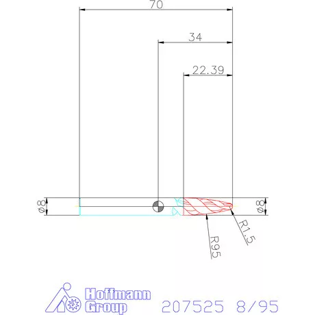 Garant VHM parabolikus maró, tangenciális alak PPC 8/95 mm