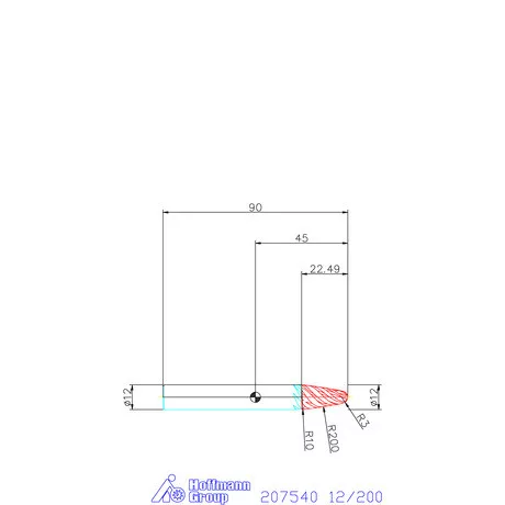 VHM parabolikus maró, kúpos alak α/2 = 9° PPC 12/200 mm