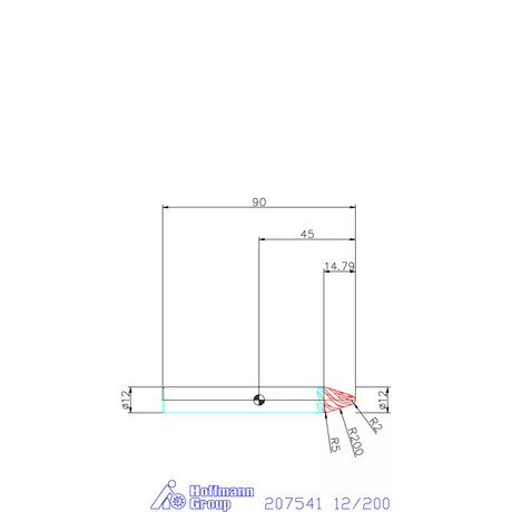 Garant VHM parabolikus maró, kúpos alak α/2 = 18° PPC 12/200 mm