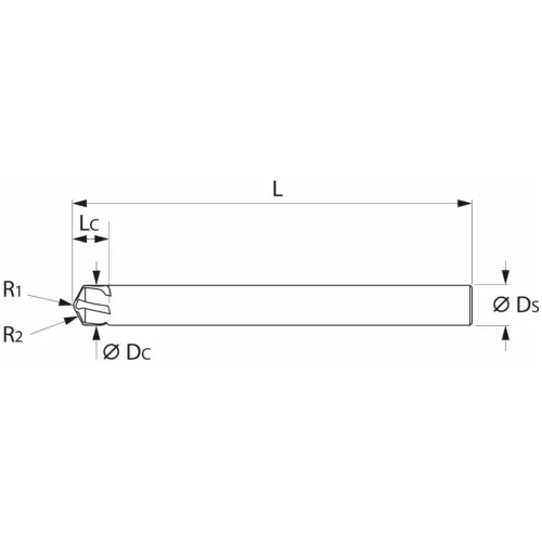 Garant VHM parabolikus maró, tompa kúpos alak α/2 = 63° PPC 12/220 mm