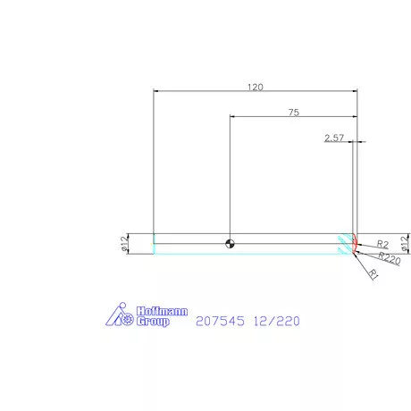 Garant VHM parabolikus maró, tompa kúpos alak α/2 = 72° PPC 12/220 mm
