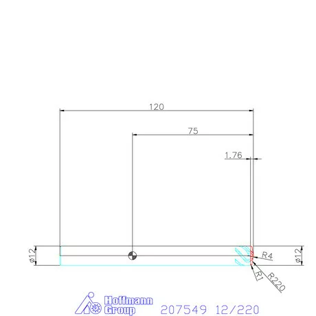 Garant VHM parabolikus maró, tompa kúpos alak α/2 = 81° PPC 12/220 mm