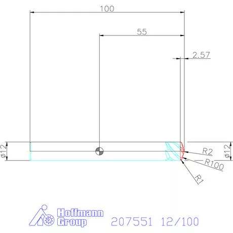 VHM parabolikus maró, tompa kúpos alak α/2 = 72° PPC 12/100 mm