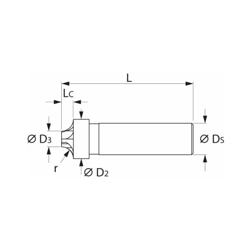 Garant VHM saroklekerekítő maró HPC 1,25 mm