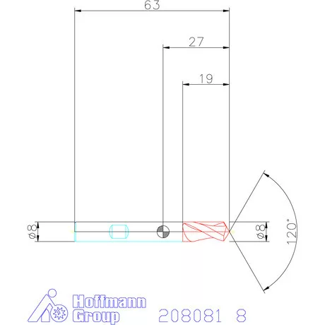 Garant VHM élletörő maró 120° 8 mm