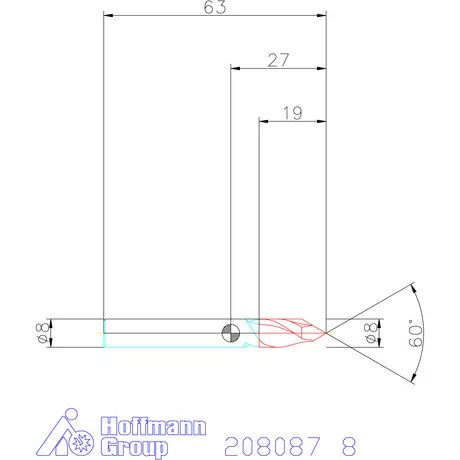 Garant VHM spirális élletörő maró 60° 8 mm
