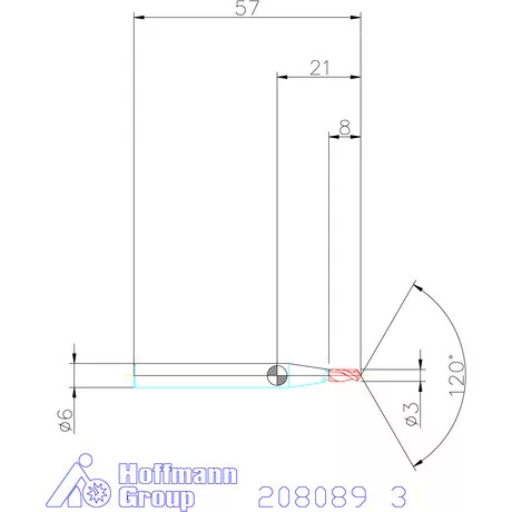 Garant VHM spirális élletörő maró 120° 3 mm