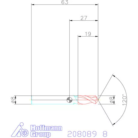 Garant VHM spirális élletörő maró 120° 8 mm