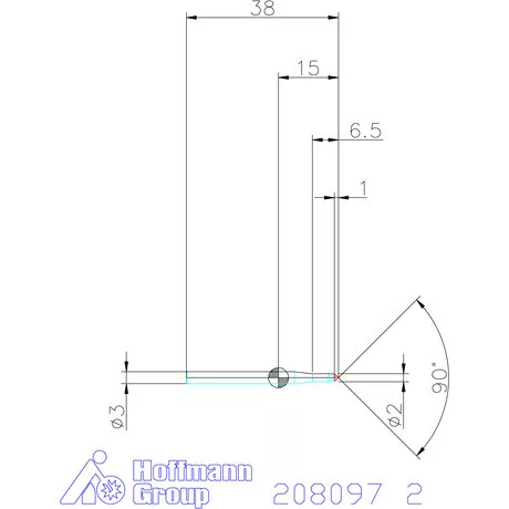 Holex VHM sorjázó 90° 2 mm