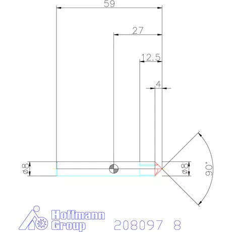 Holex VHM sorjázó 90° 8 mm