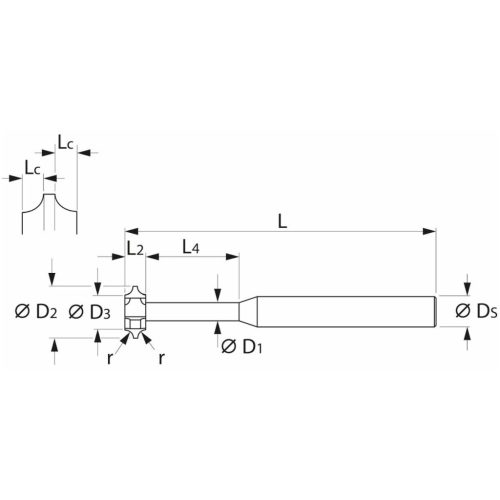 Garant VHM saroklekerekítő maró, kétoldalas 0,8 mm