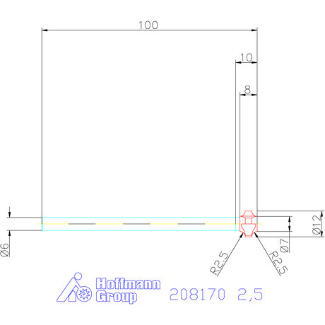 Garant VHM saroklekerekítő maró, kétoldalas 2,5 mm