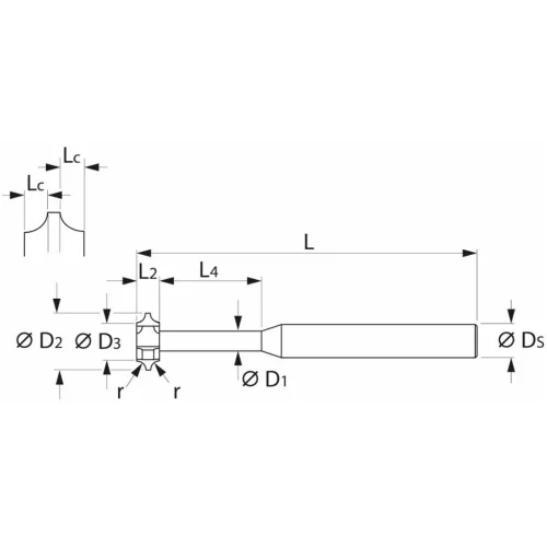 Garant VHM saroklekerekítő maró, kétoldalas 0,8 mm