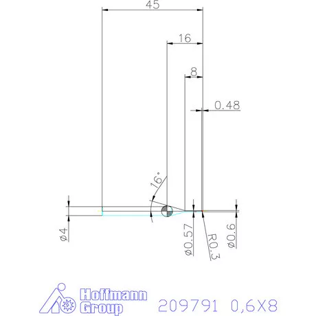 Garant VHM rádiusz másolómaró 0,6X8 mm
