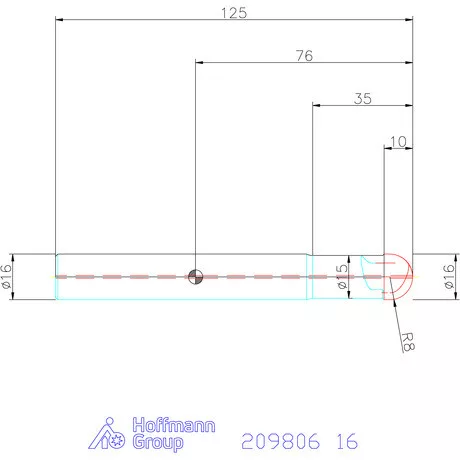 Garant PKD teljes rádiuszmaró, belső hűtéssel egyenes forgácsolás 16 mm