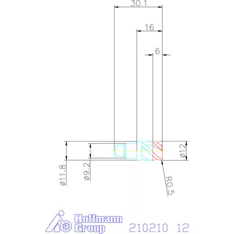 Garant Sarokmarófej, rádiusz = 0,5 mm 12 mm