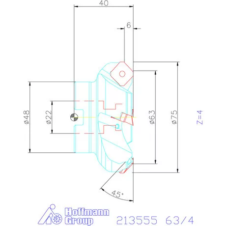 Garant Garant Softcut 45° nagy teljesítményű síkmaró 63/4 mm