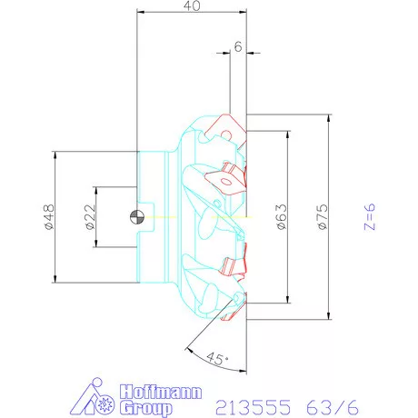 Garant Garant Softcut 45° nagy teljesítményű síkmaró 63/6 mm