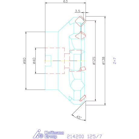 Garant Síkmaró 45° jobbos 125/7 mm