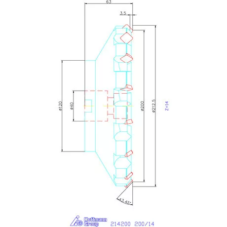 Garant Síkmaró 45° jobbos 200/14 mm