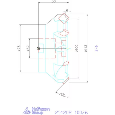 Holex Síkmaró 45° 100/6 mm