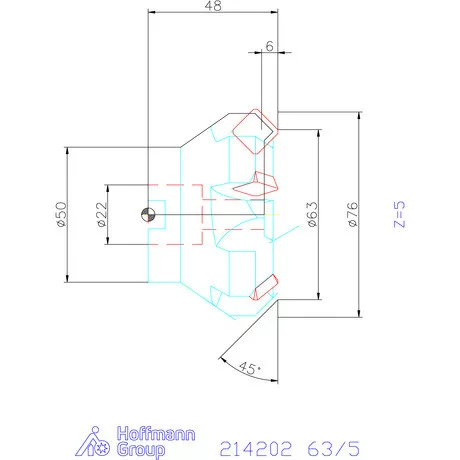 Holex Síkmaró 45° 63/5 mm