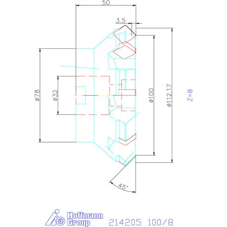 Garant Síkmaró 45° balos 100/8 mm
