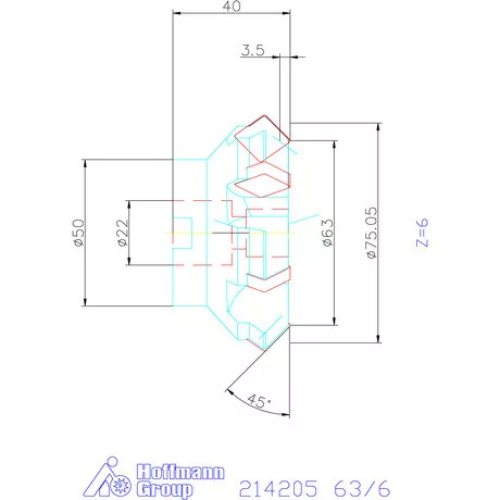 Garant Síkmaró 45° balos 63/6 mm