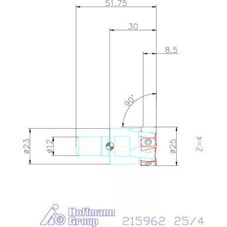 Garant Garant Power Tang 90° - tangenciális nagy teljesítményű sarokmaró sűrű osztás 25/4 mm