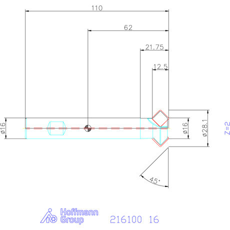 Garant Élletörő maró 45° 16 mm