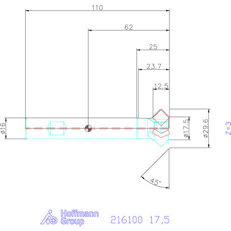 Garant Élletörő maró 45° 17,5 mm