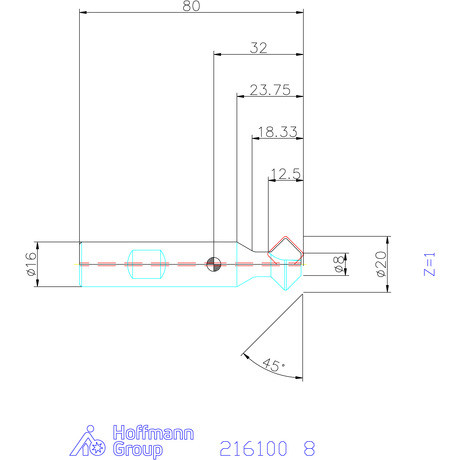 Garant Élletörő maró 45° 8 mm