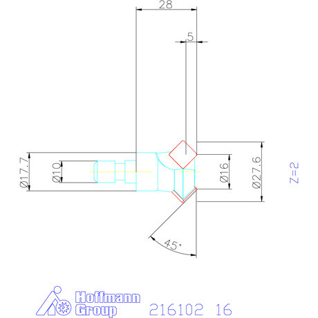 Garant Élletörő maró 45° 16 mm