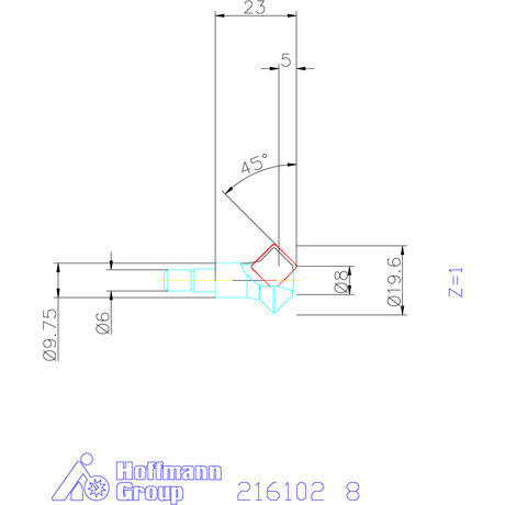 Garant Élletörő maró 45° 8 mm
