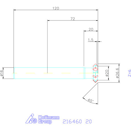 Garant Nagy teljesítményű élletörő maró 45° 20 mm