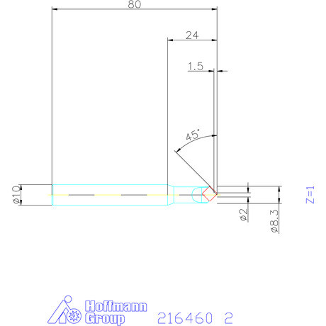 Garant Nagy teljesítményű élletörő maró 45° 2 mm