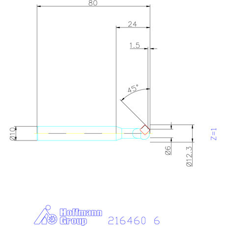 Garant Nagy teljesítményű élletörő maró 45° 6 mm