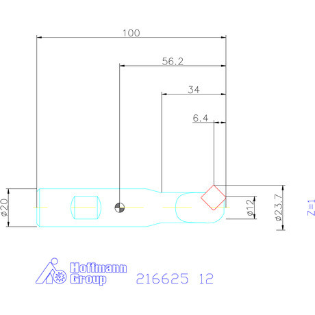 Holex Élletörő maró 45° 12