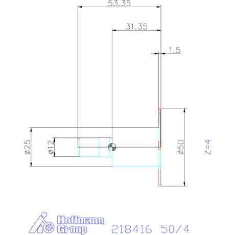 Garant Tárcsa- / daraboló maró menettel Acél szélesség a<sub>p</sub>= 1,5 mm 50/4 mm