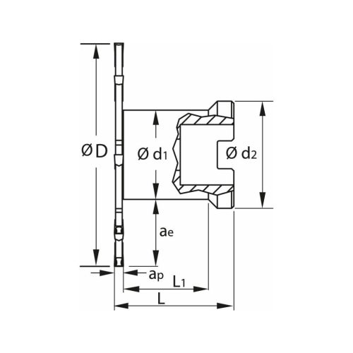 Garant Tárcsamaró felfogó aggyal HSS szélesség a<sub>p</sub> = 2,2 mm 125/10 mm