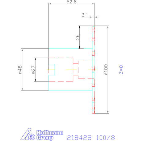 Garant Tárcsamaró felfogó aggyal HSS szélesség a<sub>p</sub> = 3,1 mm 100/8 mm