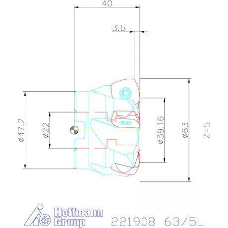 Kennametal Nagy előtolású maró 7792VX 63/5L mm