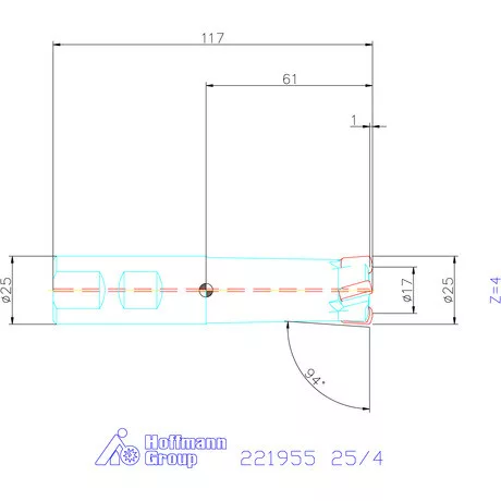 Kyocera Nagy előtolású maró MFH mini 25/4 mm