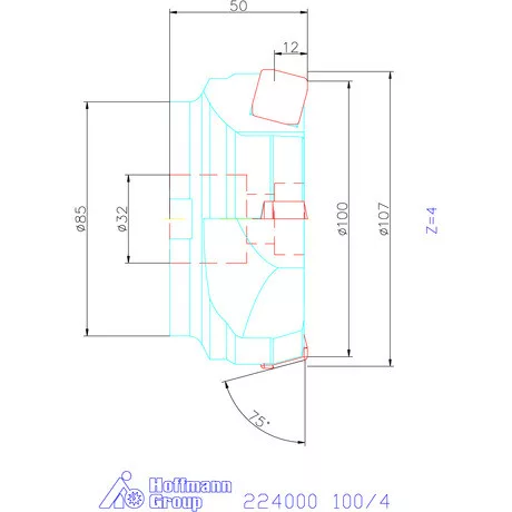 Kyocera Síkmaró 75° MSRS 100/4 mm
