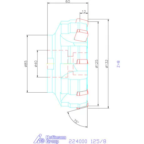 Kyocera Síkmaró 75° MSRS 125/8 mm