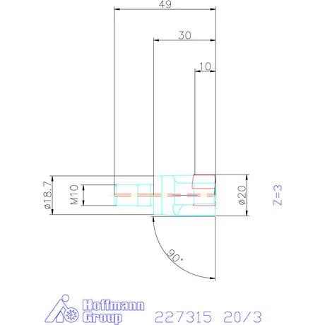 Kyocera Sarokmaró 90° MEC11T 20/3 mm