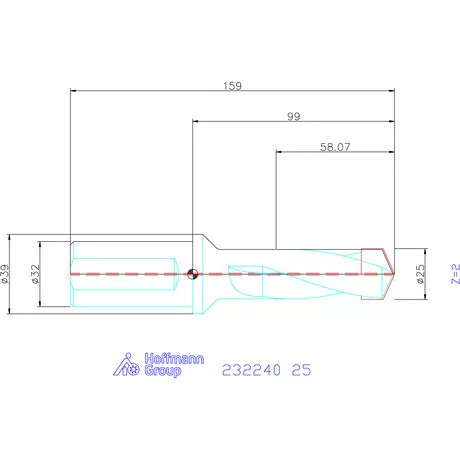 Holex Alaptest Hengeres szár, belső hűtéssel 25